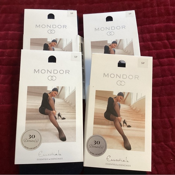 4-pack lot, NWT, Women's Navy Blue Tights / Nylons size small, Mondor - Picture 3 of 5
